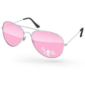 Breast Cancer Awareness Metal Aviator Sunglasses