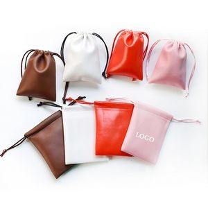 Leather Jewelry Pouches w/Drawstring Closure