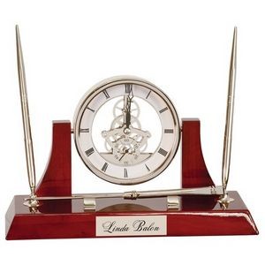 Dario Executive Desk Clock/Pen Set Silver
