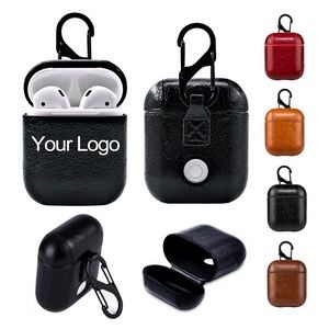 PU Leather Wireless Earphones Protection Case Cover With Keychain - Screen Printed