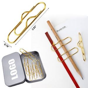 Gold Jumbo Paper Clips Pen Holder In Tin Box