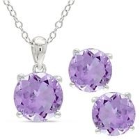 Jilco Inc. Round Amethyst Earring & Necklace Set