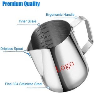 Milk Frothing Pitcher 20 OZ 304 Stainless Steel Barista Cup for Making Coffee Cappuccino Latte Art