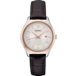 Seiko Ladies' Rose-gold Watch with Brown Leather Strap