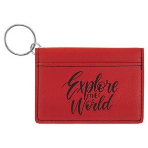 Red Laserable Leatherette Keychain ID Holder