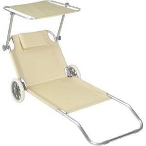 Foldable Sun Lounger Beach Chair With Wheels