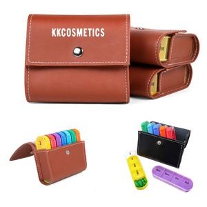 Weekly Pill Box with PU Leather Travel Bag