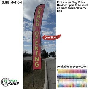 72 Hr Fast Ship - 19' X-Large Feather Flag Kit, Full Color Graphics One Side, Spike and Bag Included