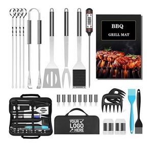 25-Piece Stainless Steel Bbq Set Packed In Cloth Bag