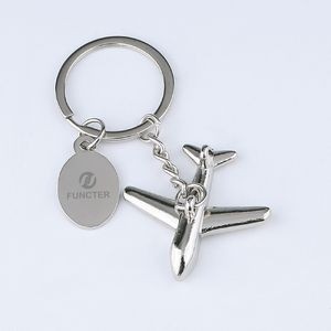 Aircraft Key Chain with Oval Hang Tag Plane Shaped Keychain
