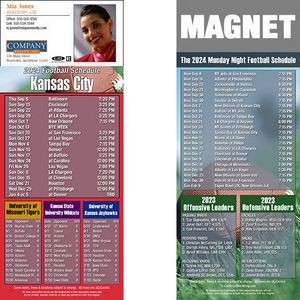 Kansas City Pro Football Schedule Magnet (3 1/2"x8 1/2")