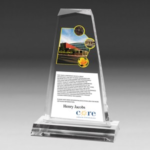 Screen Printed Multi-Faceted Acrylic Tapered Award (4"x 7 1/4"x 3/4")