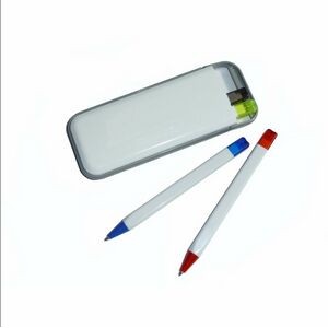 Colorful Four Blue Black Yellow Red Ball Point Pens Box Case