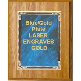 Oak Plaque 7" x 9" - Blue Marble Mist 5" x 7" Plate