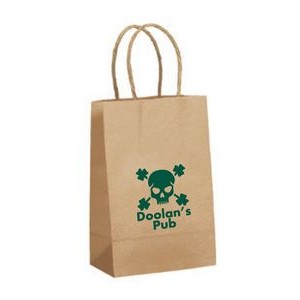 Recycled Tan Kraft Paper Shopping Bag (5 1/2"x3 1/4"x8 3/4")