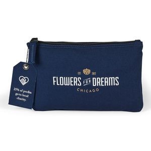 Avery Cotton Zippered Pouch - Navy Blue