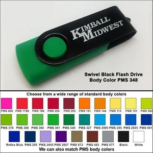 Swivel Black Flash Drive - 64 GB Memory - Body PMS 348