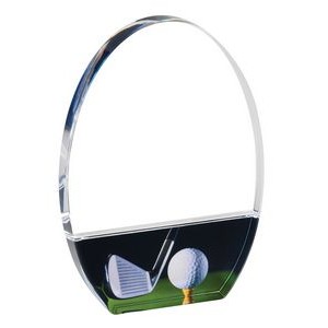 Acrylic Freestanding Golf Plaque with Printed Club, Ball and Tee, Large (5-1/2"x8")