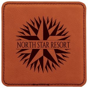 Square Coaster, Rawhide Faux Leather, 4x4