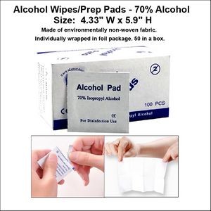 Disposable 75% Alcohol Wipes - 4.33" W x 5.9" H