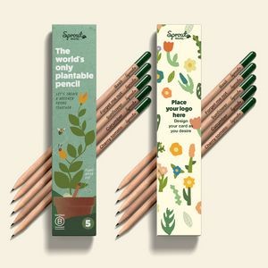 SproutWorld Custom Engraved Plantable Pencils in Custom 5 Piece Box