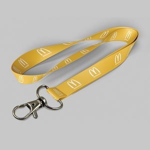 5/8" Yellow custom lanyard printed with company logo with Thumb Trigger attachment 0.625"