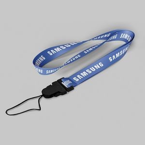 5/8" Royal Blue custom lanyard printed with company logo with Cellphone Hook attachment 0.625"