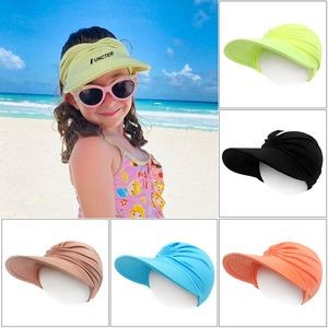 Kids Sun Visor Hat Wide Brim UV Protection Summer Beach Hat Elastic Visor Sun Cap for Girl 5-9 Years