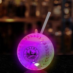 Light Up Baseball Cup with Lid and Straw
