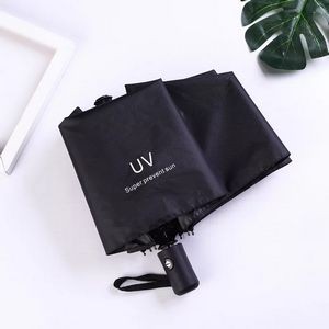 Fully automatic UV three fold umbrella, black glue sunscreen sun umbrella, anti UV sunshade umbrella