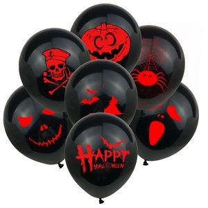 Multi-Pattern 12 inches Black Halloween Balloons for Party