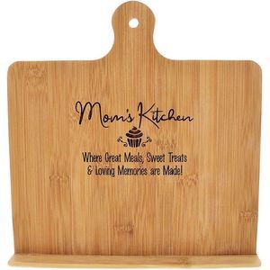 Mom Gift Cookbook Stand Recipe Holder - Custom Engraved Bamboo Cutting Board for Christmas Birthday