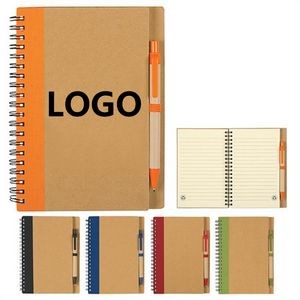 Recyclable Lined Spiral Notebook Pack With Click Action Ballpoint Pen 7"x5"