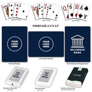 Solid Back Navy Poker Size Playing Cards