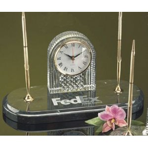 Crystal Clock Pen Award Set w/Marble Base
