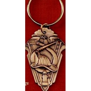 Fire Department Key Tag w/ Gold Plate (Long Shield)