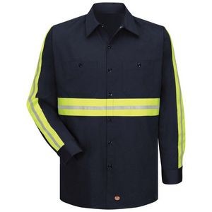 Red Kap® Navy Blue Enhanced Visibility Long Sleeve Cotton Work Shirt