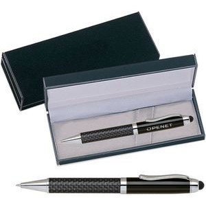 FIBERTEC Series Stylus Pen, black carbon fiber barrel stylus pen with velvet gift box
