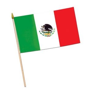 Rayon Mexican Flags w/ 22" Spear Tipped Wooden Dowel