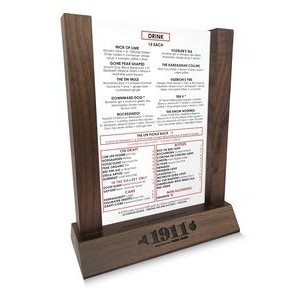 Solid Walnut Ar Code/Menu Holder With 4 X 6 Vertical Insert With Sides