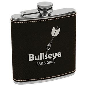 Black/Silver Leatherette Stainless Steel Flask