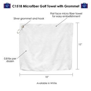 Carmel Towels Flat Face Microfiber Golf Towel w/ Grommet & Hook