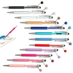 Chained Diamond Ball Metal Pen With Stylus
