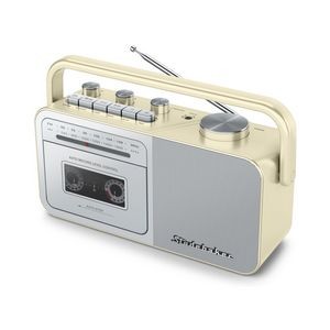 Studebaker Cream White/Silver Auto Stop Cassette Player w/AM/FM Radio