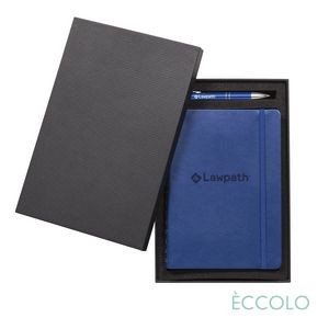 Eccolo® Kabuki Sprial Journal/Clicker Pen Gift Set - (M) 6"x8" Blue