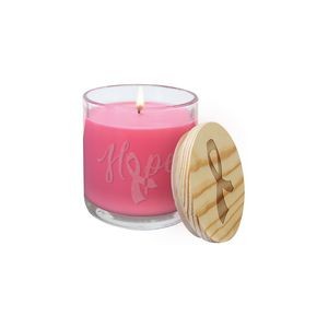 14oz Peony Rose Candle in Glass Holder w/ Wood Lid