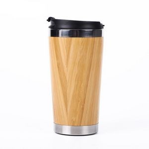 15oz Bamboo Stainless Steel Insulated Water Cup with Lid