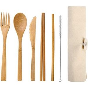 6 Pcs Bamboo Reusable Kitchen Utensils Cutlery Set