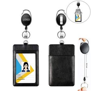 Retractable Leather ID Badge Holders