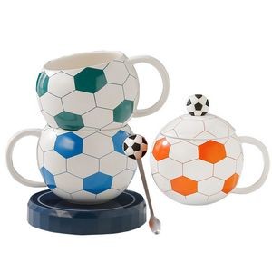 Soccer Shaped Ceramic Coffee Mugs- 13.5 Oz